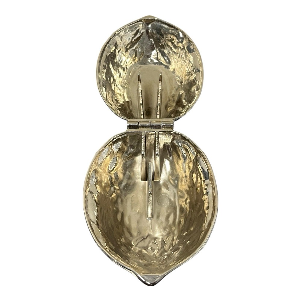 Vintage Novelty Silver-Plated Walnut Nutcracker Dish