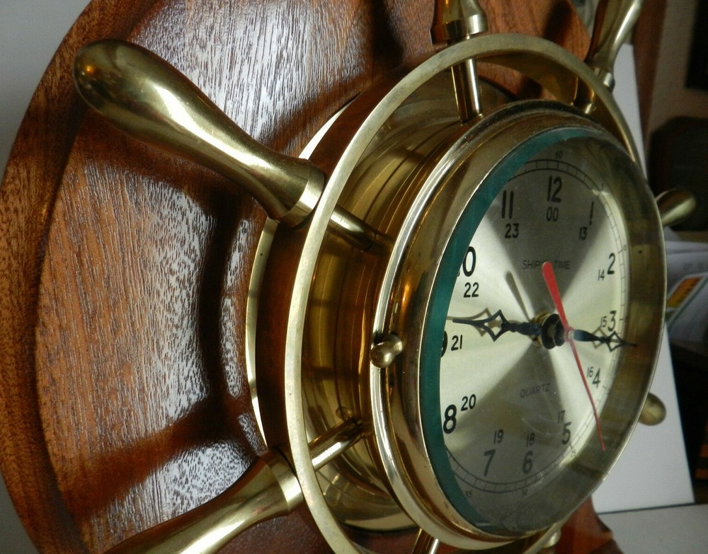 Brass Clock Ship's Time (Quartz) Mounted