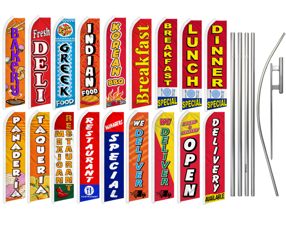 Restaurant Advertising Swooper Flutter Feather Flag Kit Breakfast Special