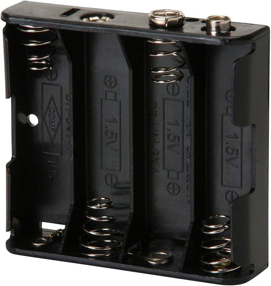 Battery Holder for 4 AA - 9V Snap Connection for Efficient Electronics Use
