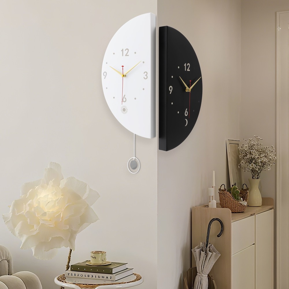 Modern Wall Clock Decoration, Double-sided Corner Wall Clock, Battery Powered