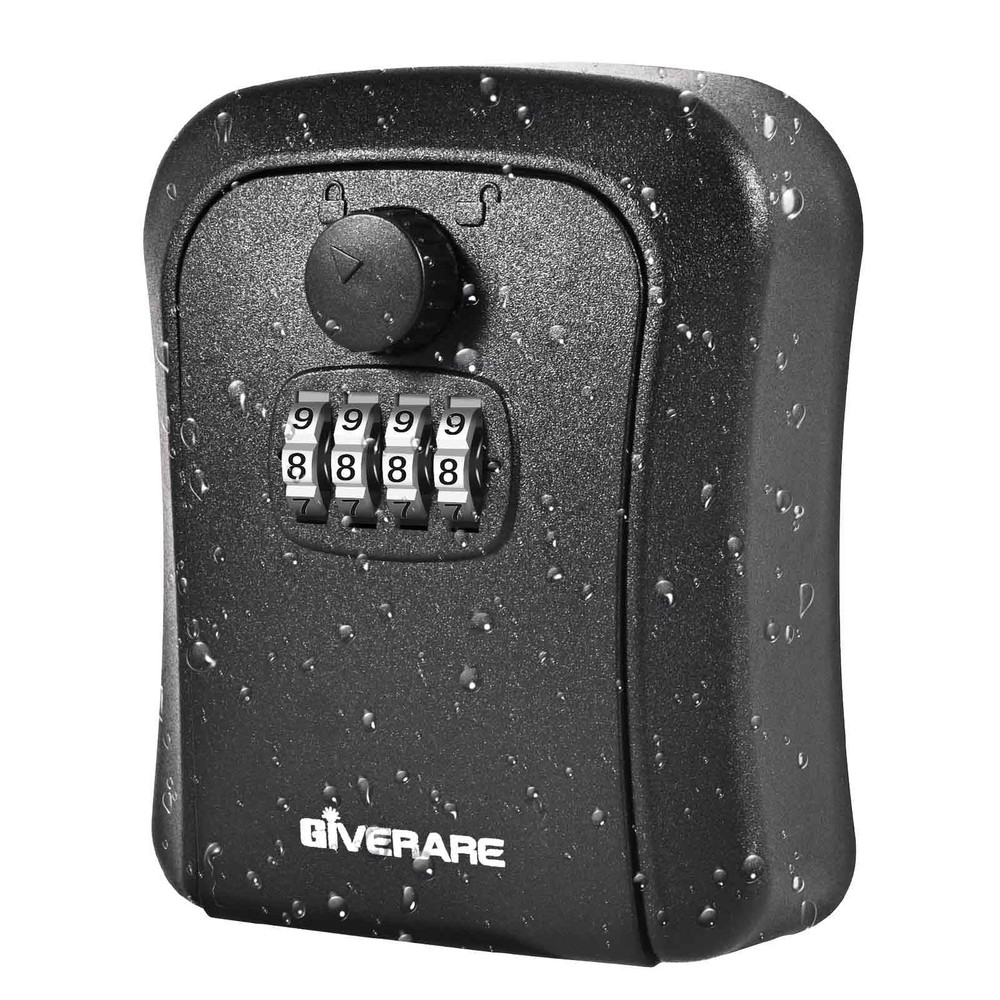 Key Lock , Wall Mount 4 Digits Combination Lockbox Outside, Waterproof Outdoo...
