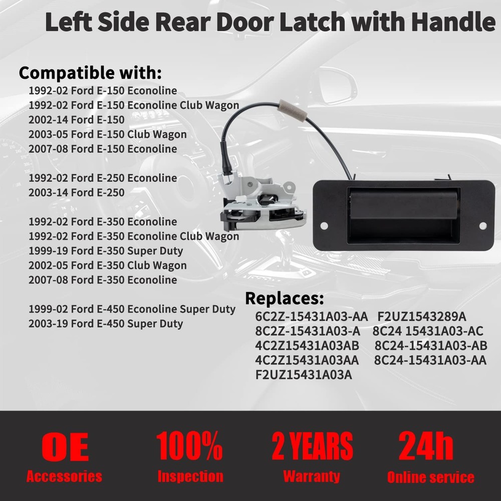Qagea Rear Door Left Driver Side, 1992-2019 Ford E150 E250 E350 E450