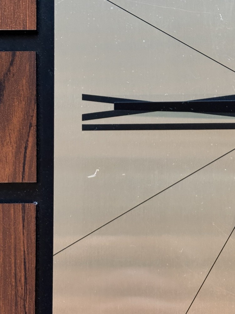 Vintage Seth Thomas Mid Century Modern Wall Clock Brass Dial Walnut Blocks