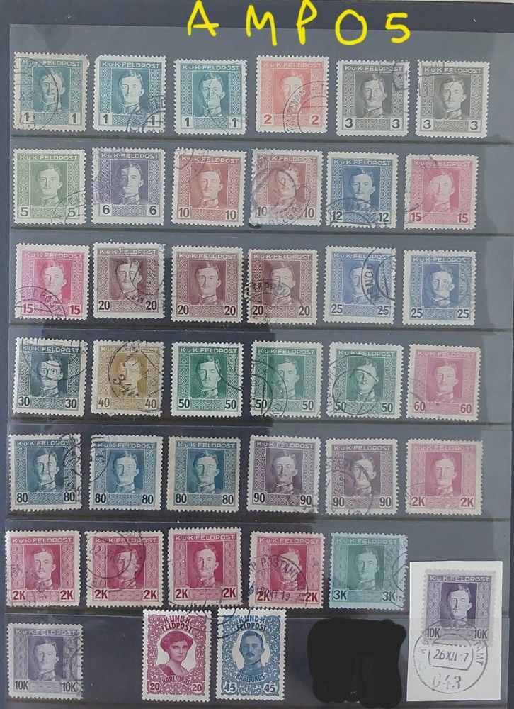 Austrian Military Post 1917 Used - Colour Vars (AMP04)