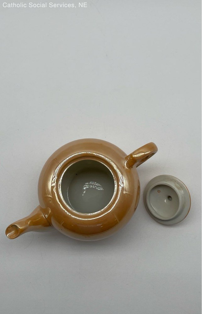 Dark Peach Vintage Lusterware Teapot Japan