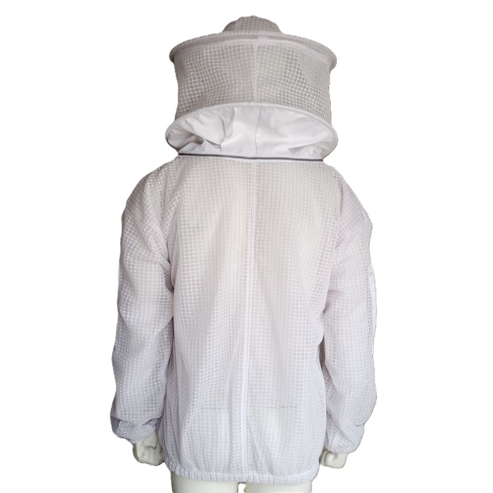 Full Ventilated Beekeeping Jacket 3 Layer Ultra Breeze Round Veil, White, L