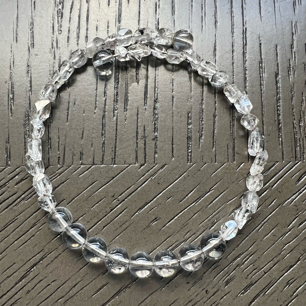 Herkimer diamond memory wire bracelet