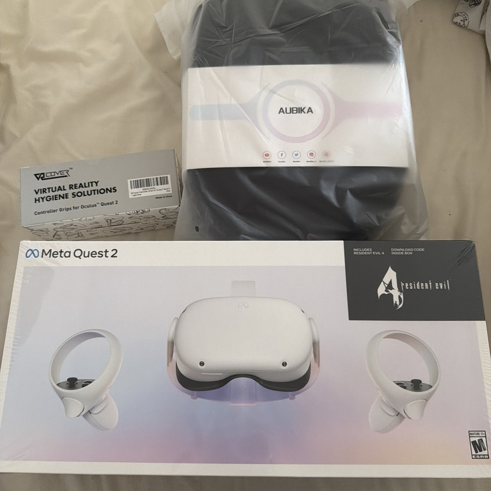 BNIB Meta Quest 2 Virtual Reality Headset BUNDLE + Aubika case + controller grip
