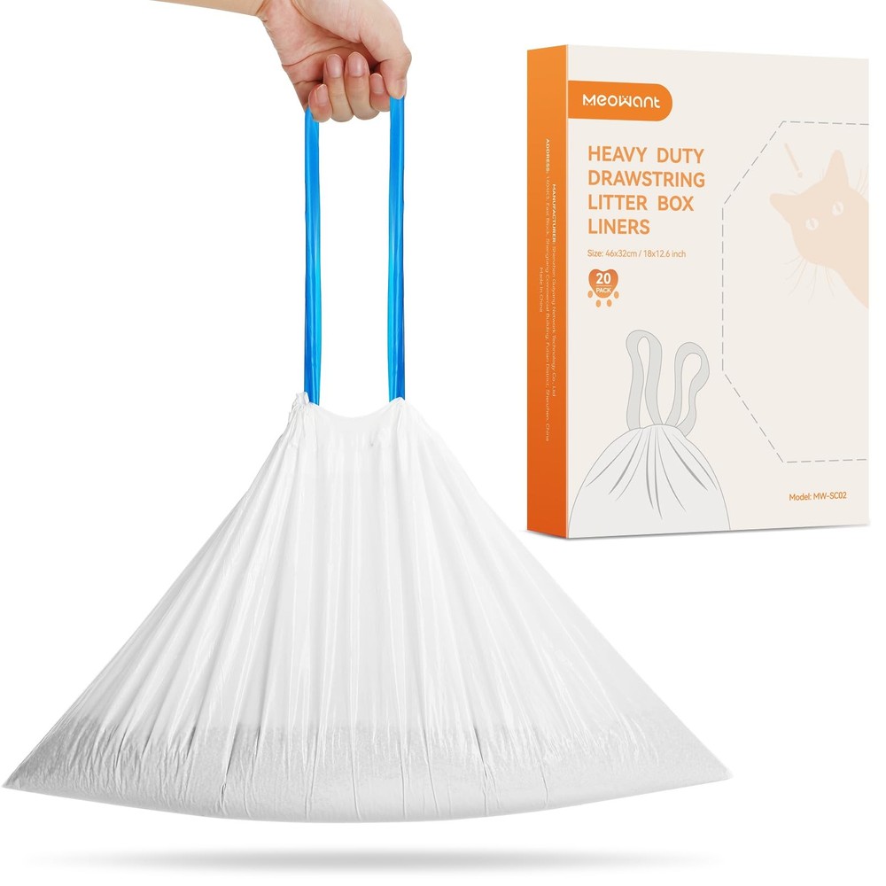 Automatic Cat Litter Box Liners Drawstring Waste Bags Thick Heavy 20pcs