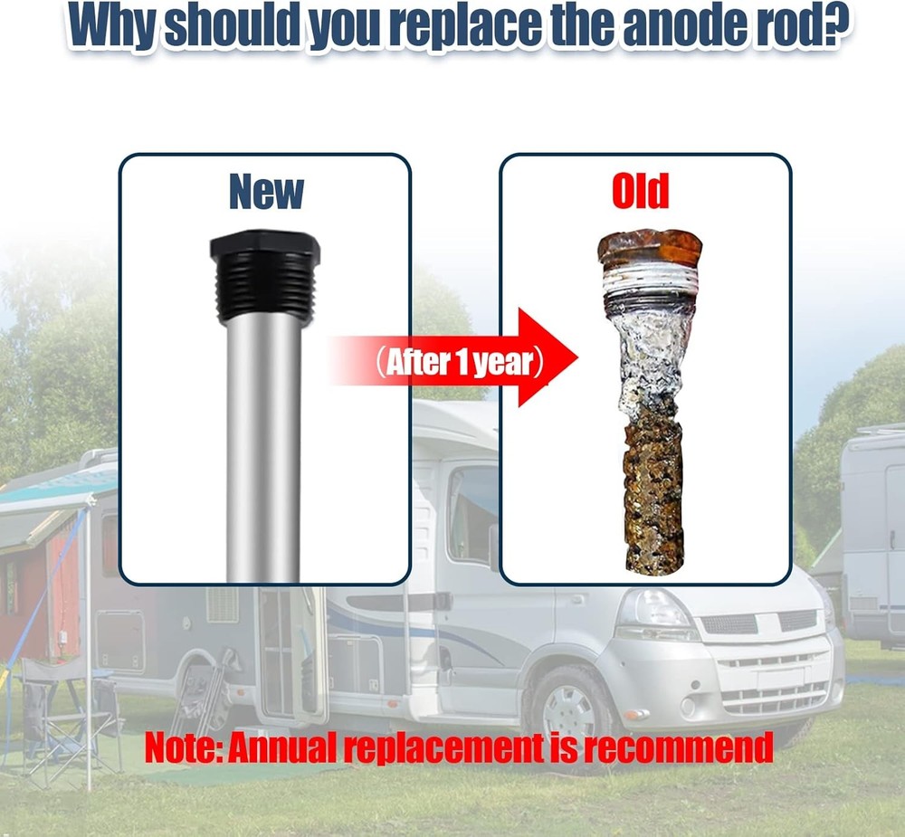 A-Silver - 2pcs Anode Rod & 1pc Flush Wand Socket Seal Tape