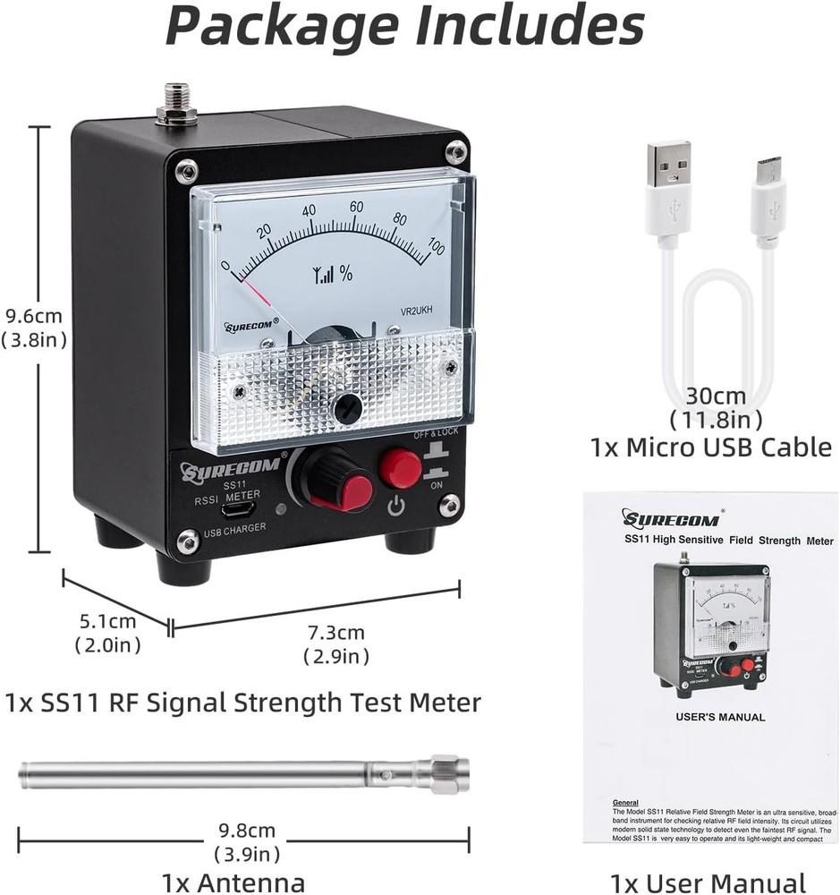 Handheld RF Signal Meter with High Sensitivity and Adjustable Pointer Amplitude