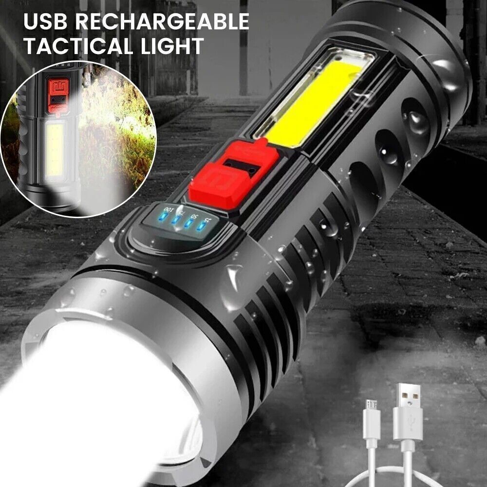 3500000LM LED Flashlight Hand Torch Work Light 4 Modes Lamp USB Rechargeable