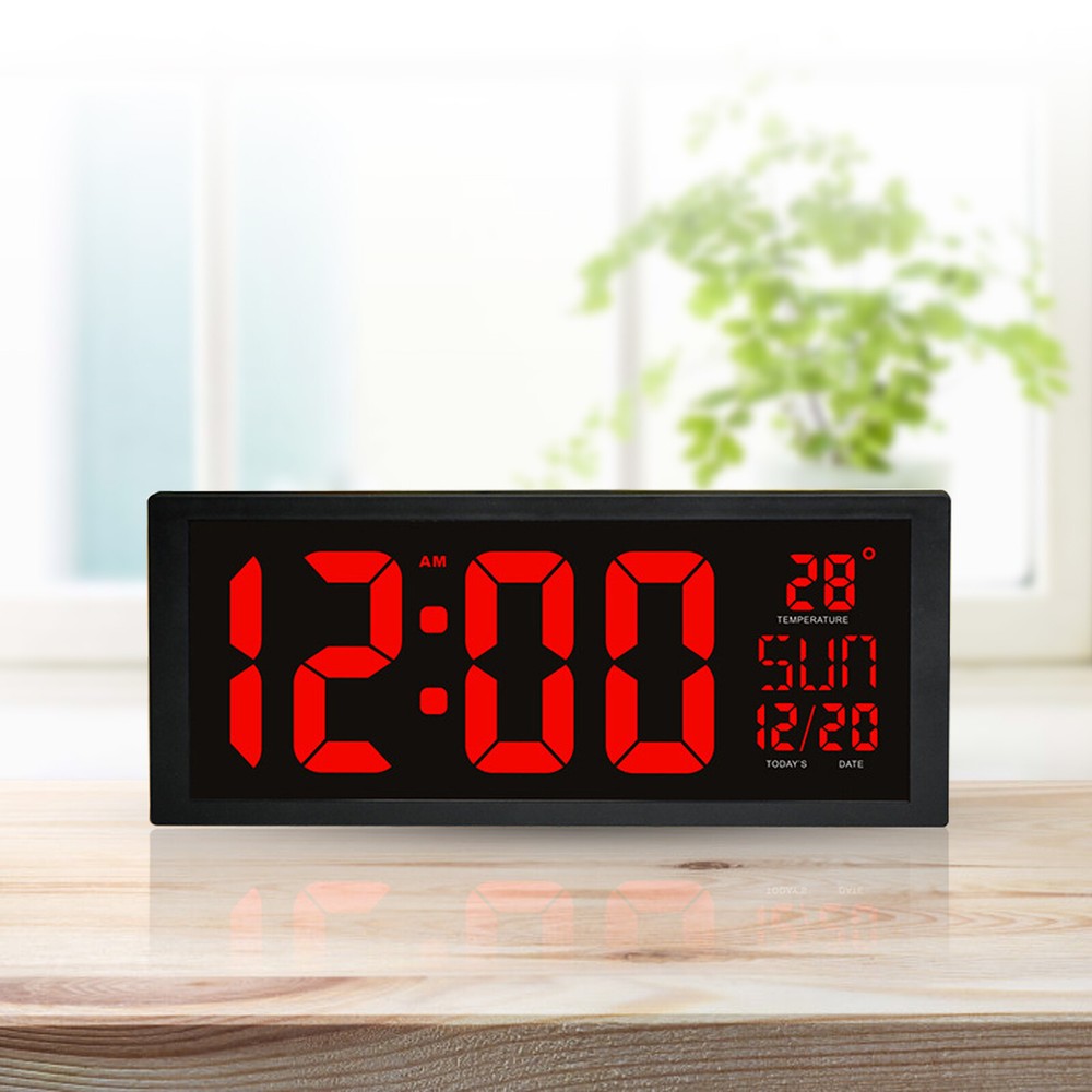 Digital Wall Clock Large Display with Time Date Temperature LED Digital