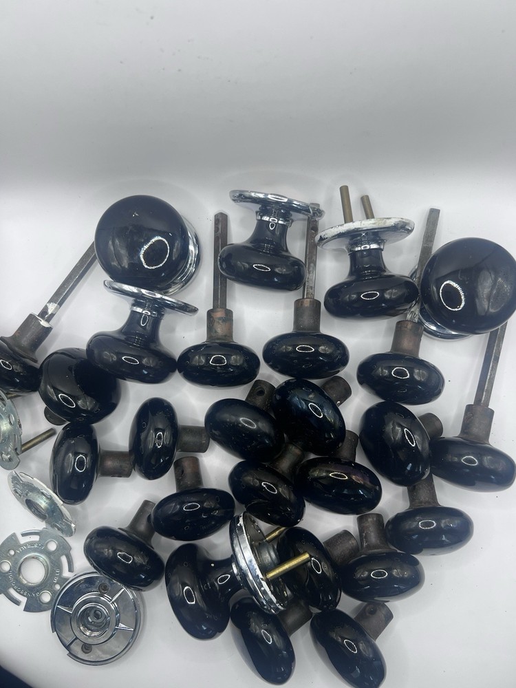 Vintage Antique Black Marble Door Knobs 26 Count