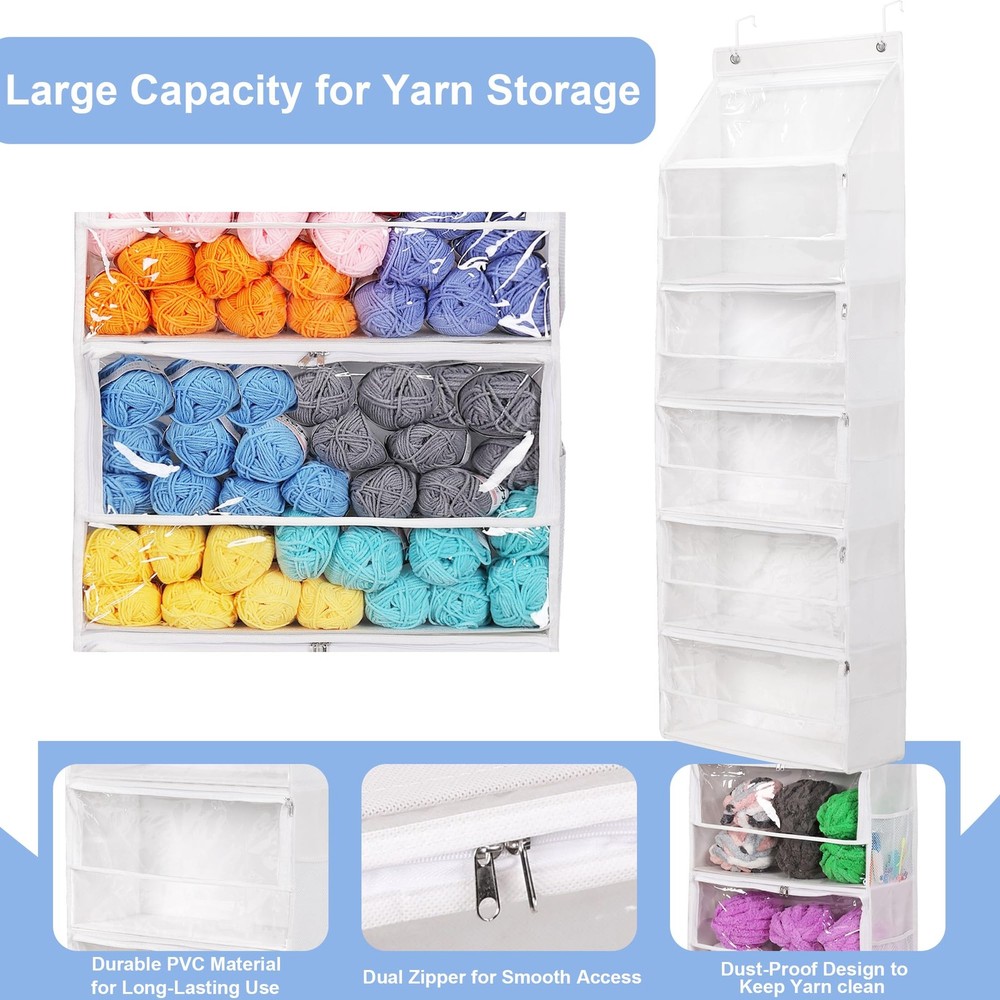 Hanging Yarn Storage Organizer, Large Capacity Knitting Organizer Storage wit...