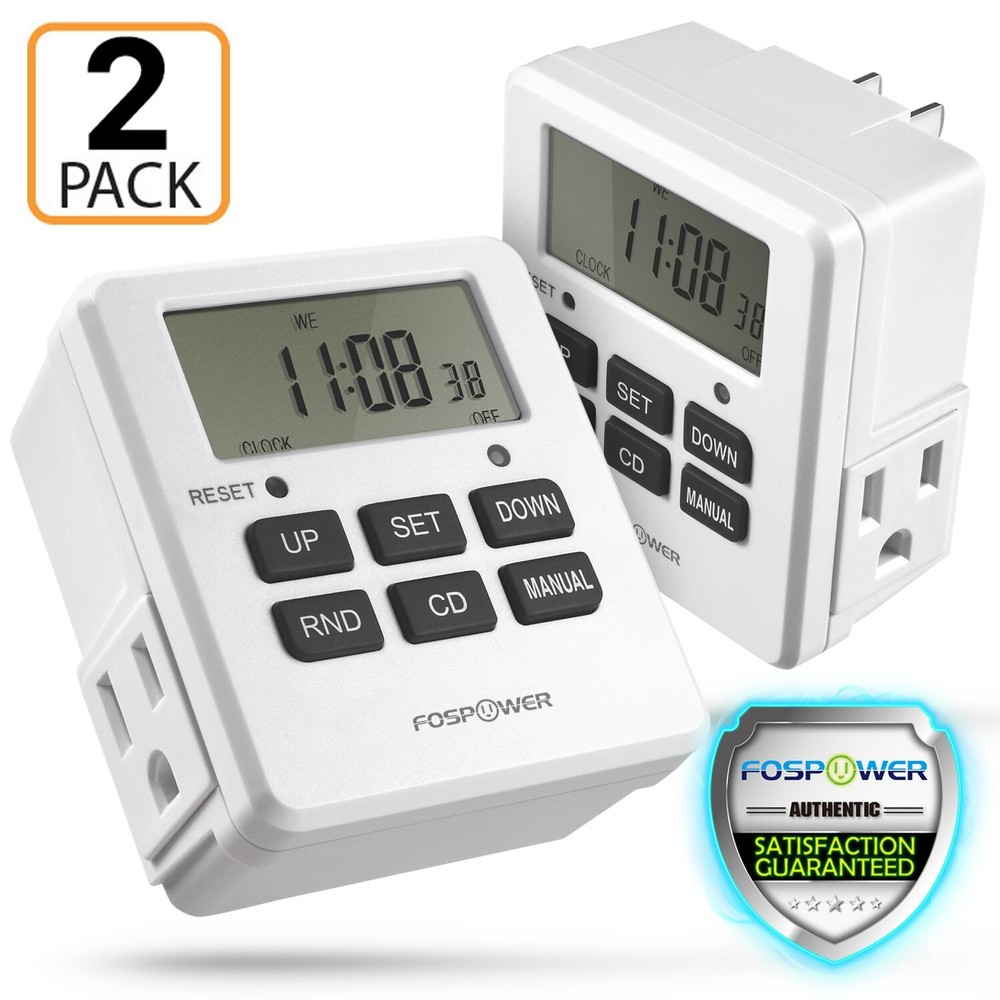 Digital Electric Programmable Dual Outlet Plug Kitchen Clock Timer Switch 7Day