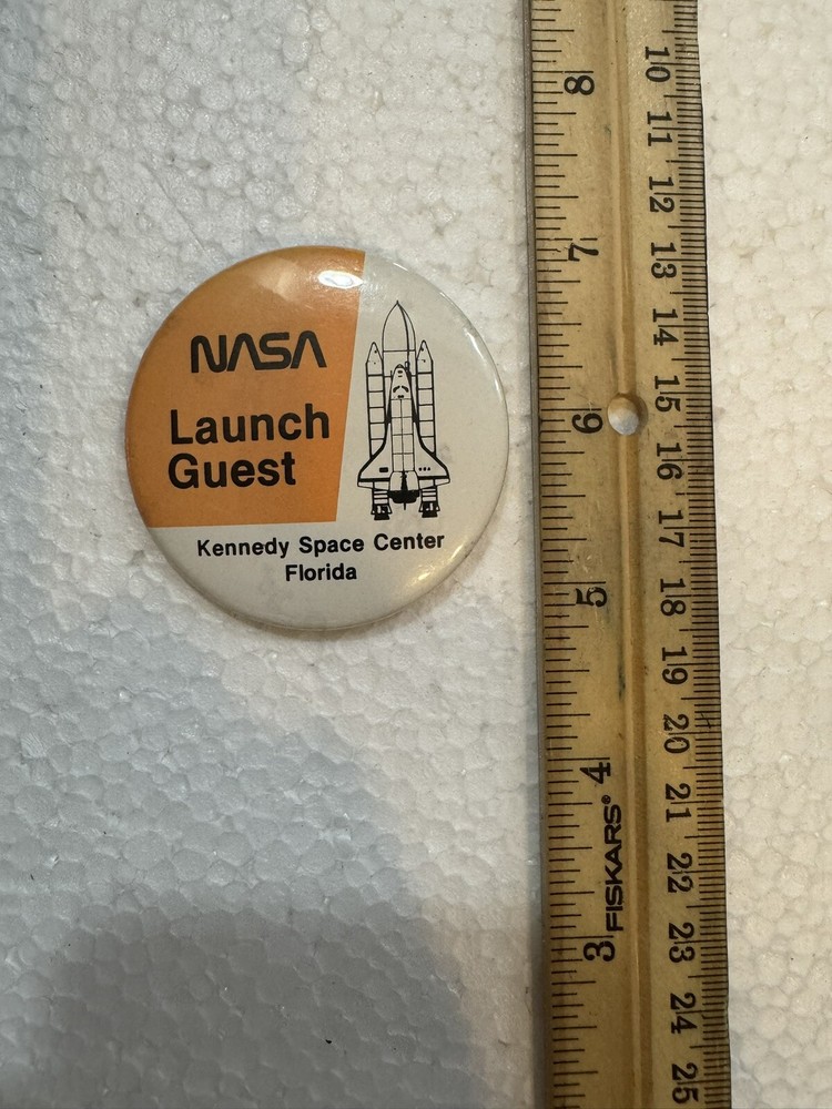 NASA Space shuttle LAUNCH GUEST BUTTON - Orange