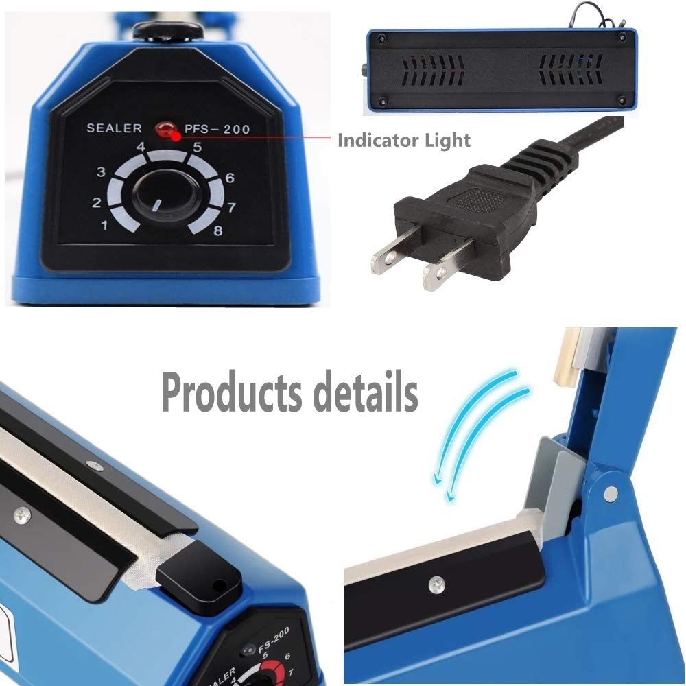 8" Impulse Heat Sealer Machine for Plastic, PE, PP Bags with Replacement Kit