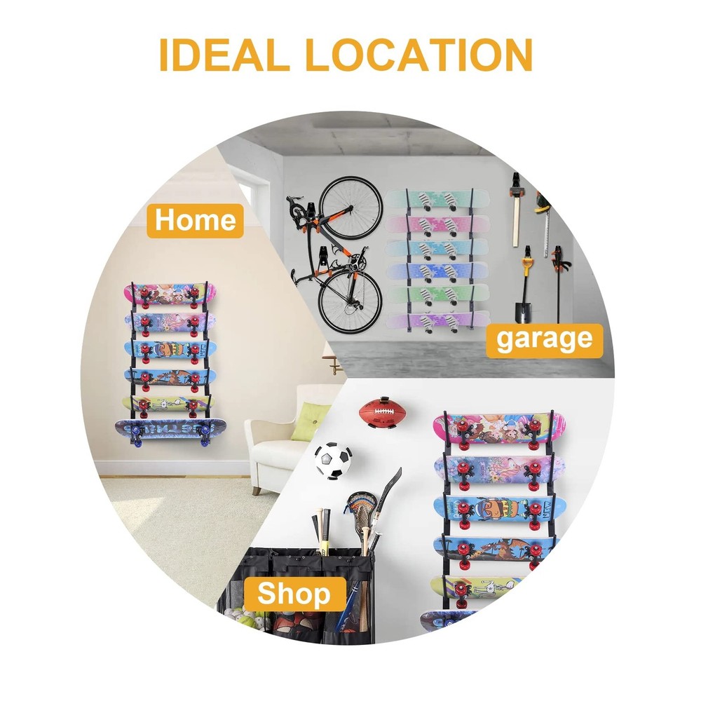 Skateboard Wall Mount, Skate Board Wall Display Hanger Rack, Snowboard Wall M...