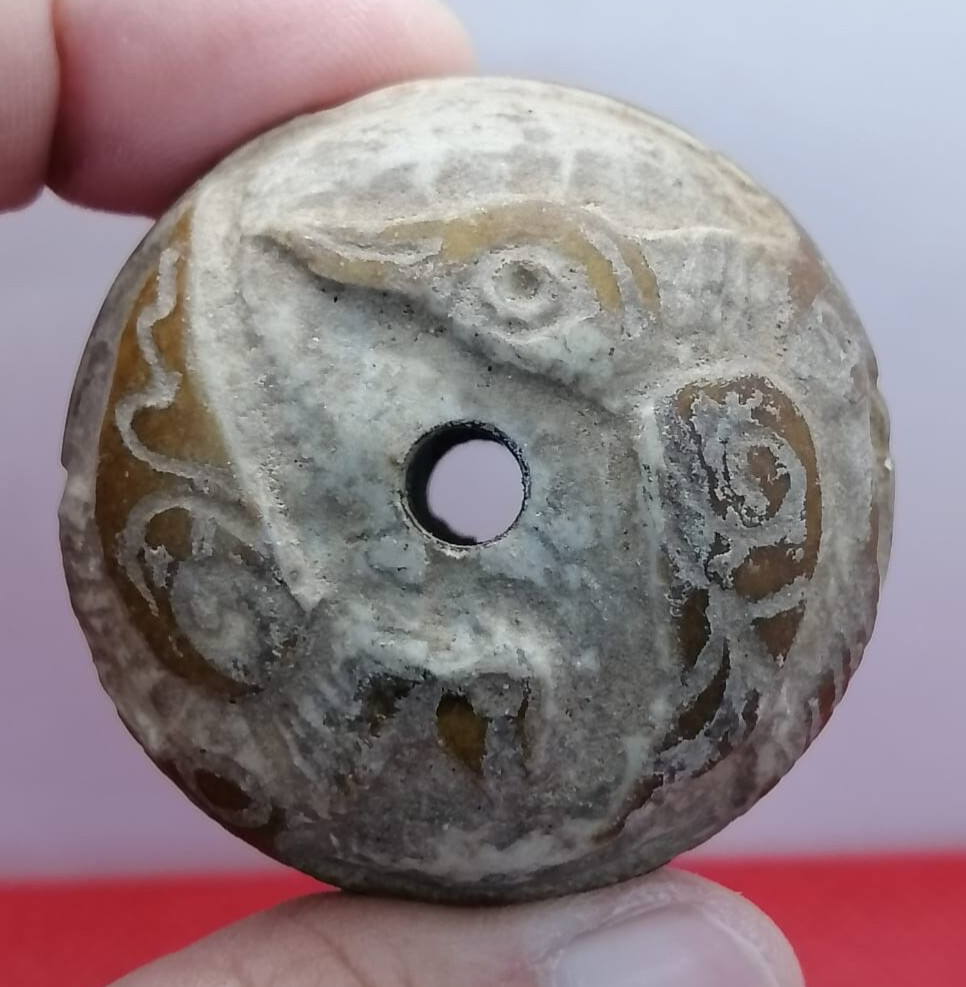 Ancient Roman 2000+ years old carved stone bird snake bead