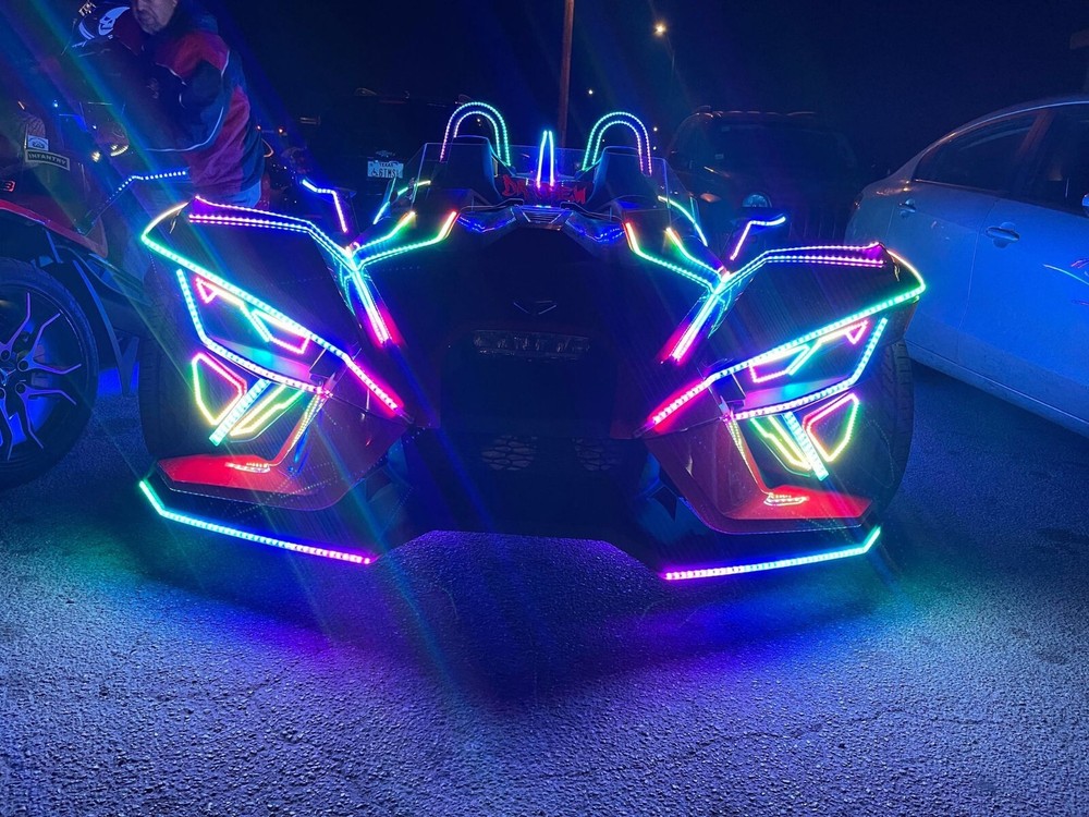 Triple Double Single Row WHITE + RGB + CHASING Light Strips Slingshot SET