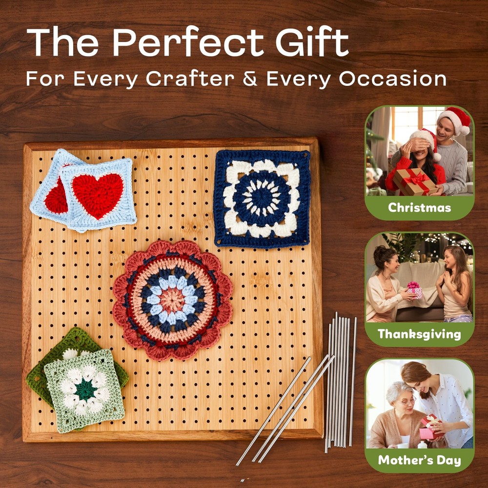 11.8" Crochet Blocking Board with 20 Pegs Pins, Granny Square Blocking Board ...