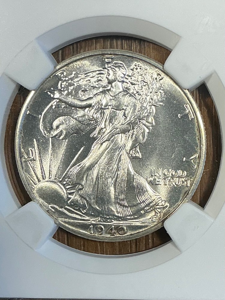 NGC MS65 1940 WALKING HALF DOLLAR NEAR BLAST WHITE OUTSTANDING LUSTER
