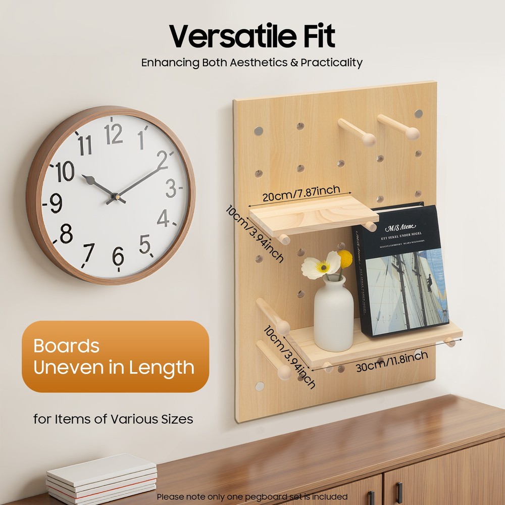 Wood Pegboard Combination Wall Organizer Kit Wooden Display Pegboard Panel