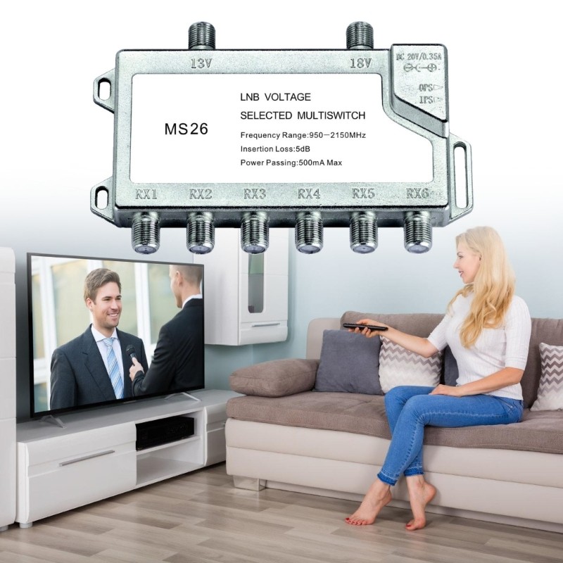 Alloy 2 Input 6 Output Satellite Signal Switcher For Multiple Receiver Systems