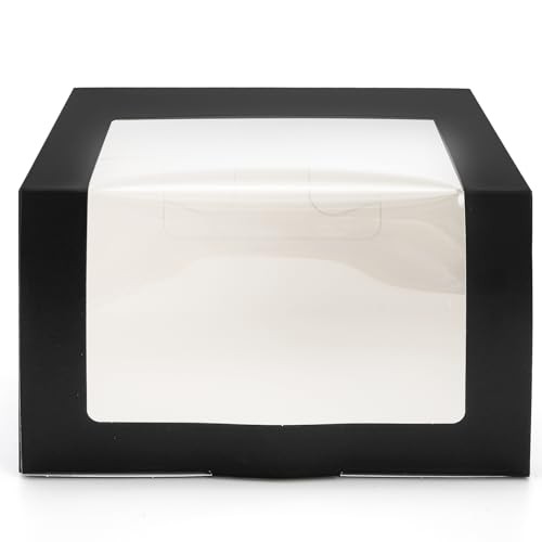 25 Pack Black Gift Boxes with Window for Hat, Paper Hat Display Case, Fold