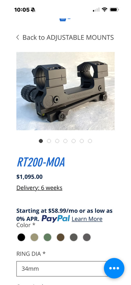 IVEY ADJUSTABLE SCOPE MOUNT Black. 200 MOA. New never used.