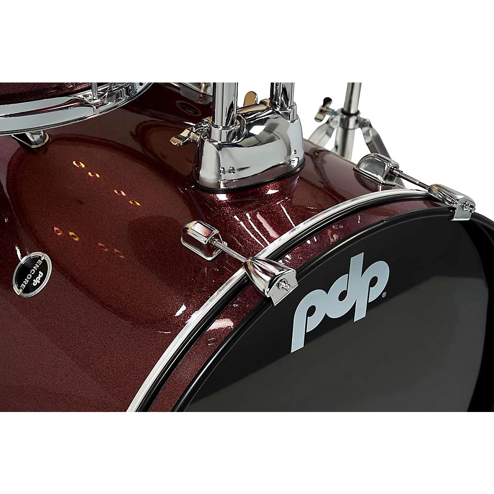 PDP by DW Encore Complete 5-Piece Drum Set Chrome Hardware and Cymbals Ruby Red