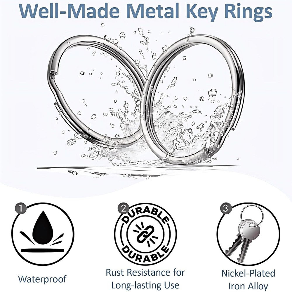 1/2'' 100PCS Small Split Key Rings for Keychains, Double Loops Metal Mini Key Ri