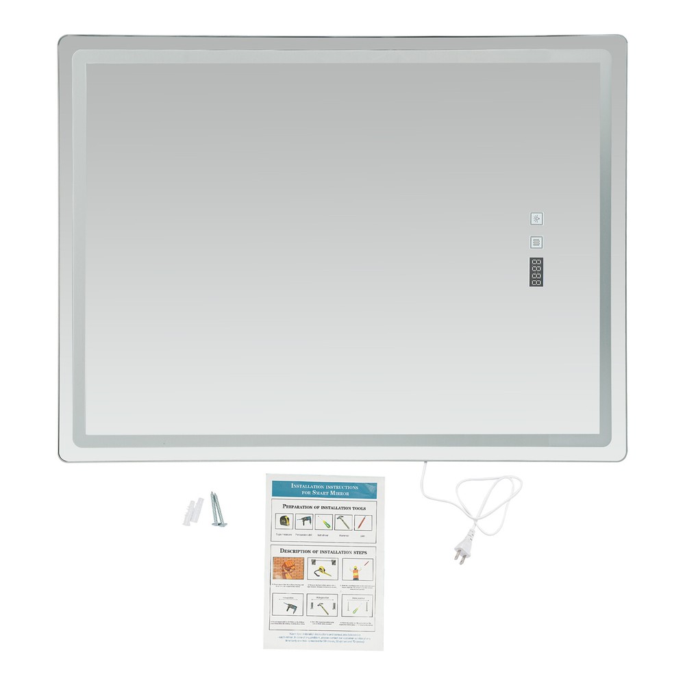 Modern Bathroom Mirror With LED Light Wall Mount Dimmable Mirror Fast Defogging