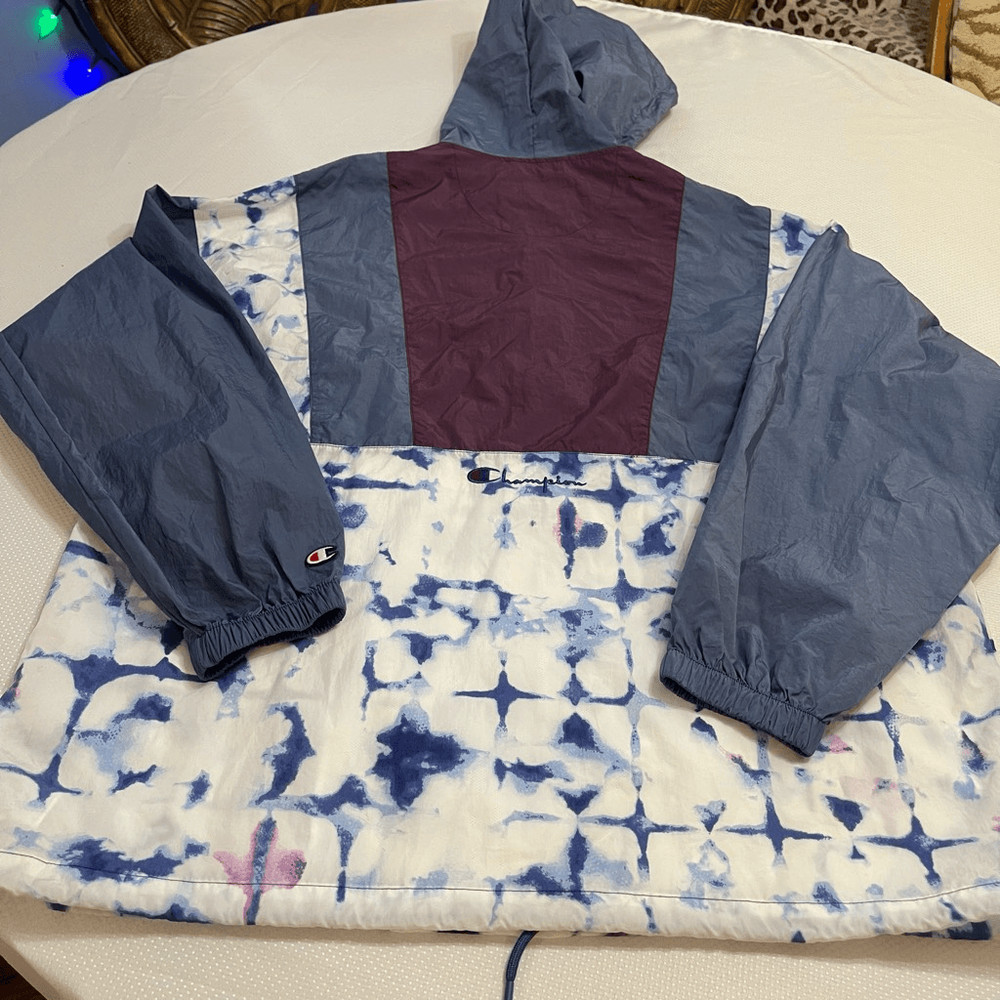 Champion Tie Dye Windbreaker Pullover Size Large