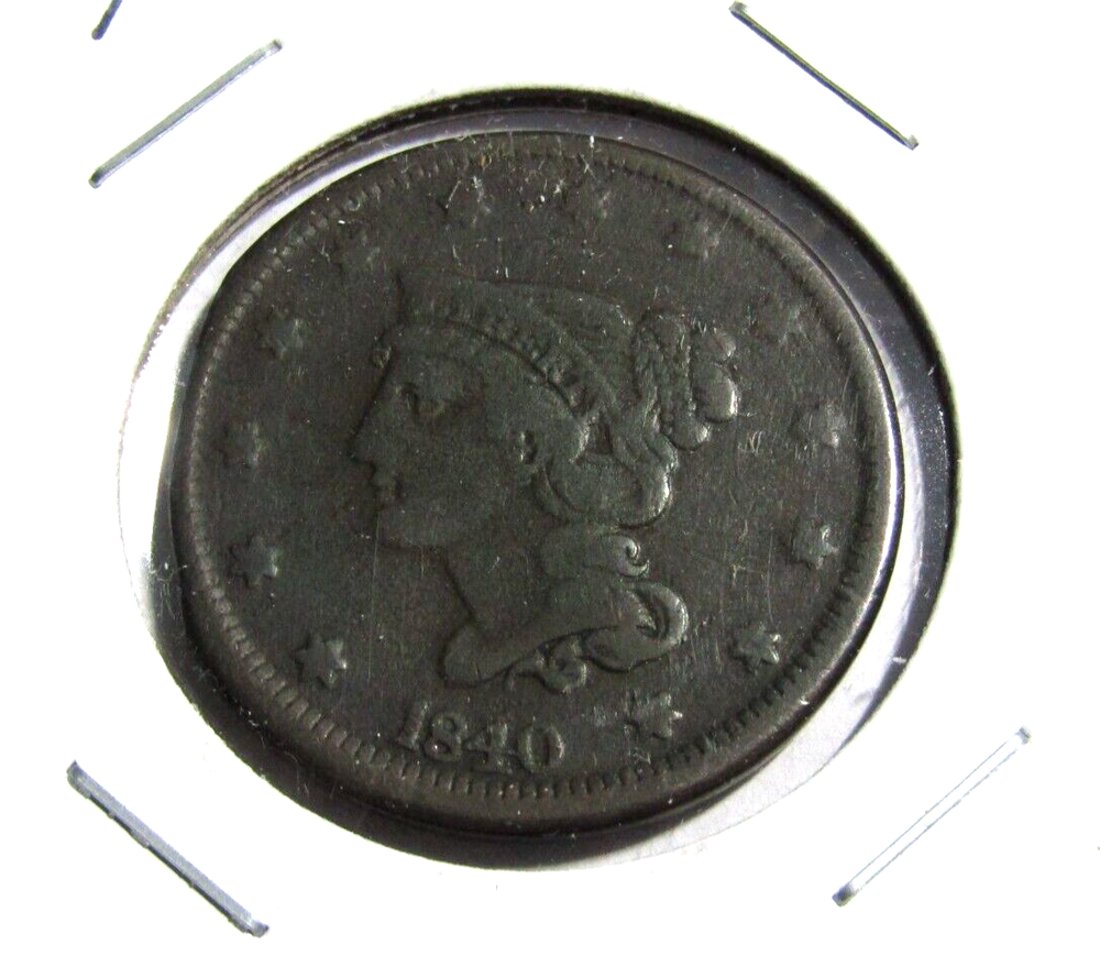 1840 Large Cent Elliptical Clip Error #352 - F