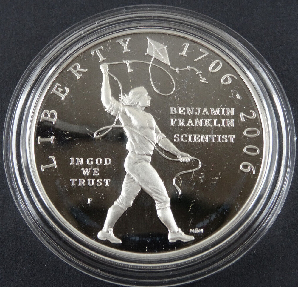 2006-P Benjamin Franklin Scientist Proof Silver Dollar Commemorative Capsule