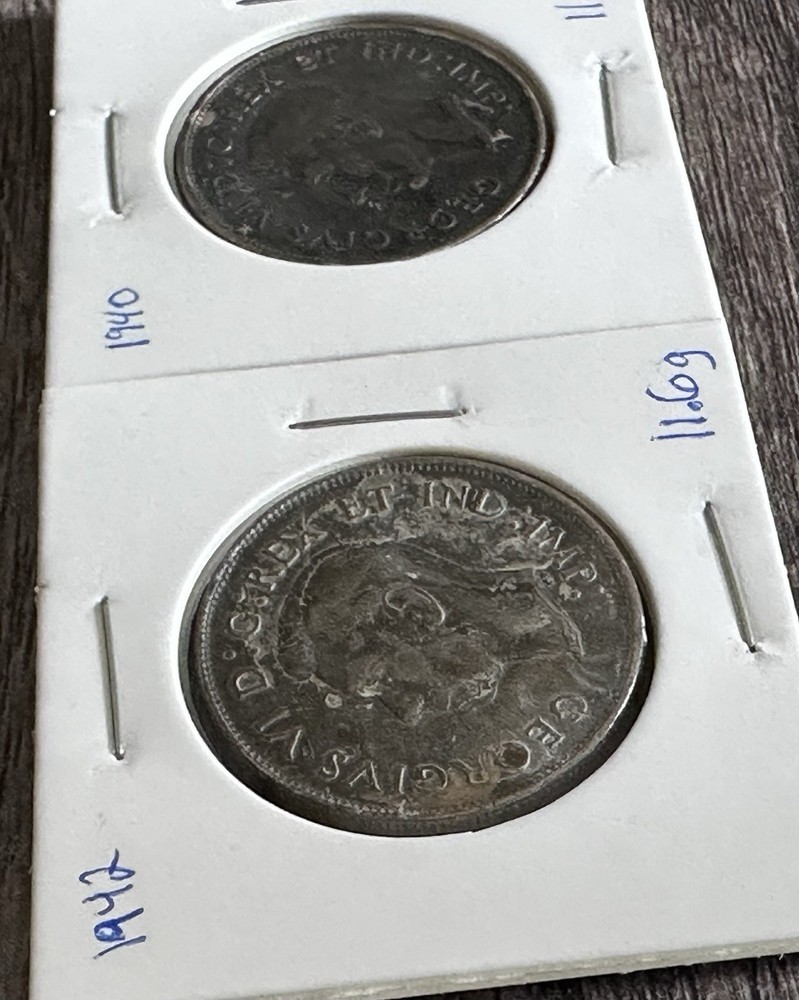 1940 & 1942 Canada 50 Cent Coins. Both Authentic & Circulated. .800 Silver