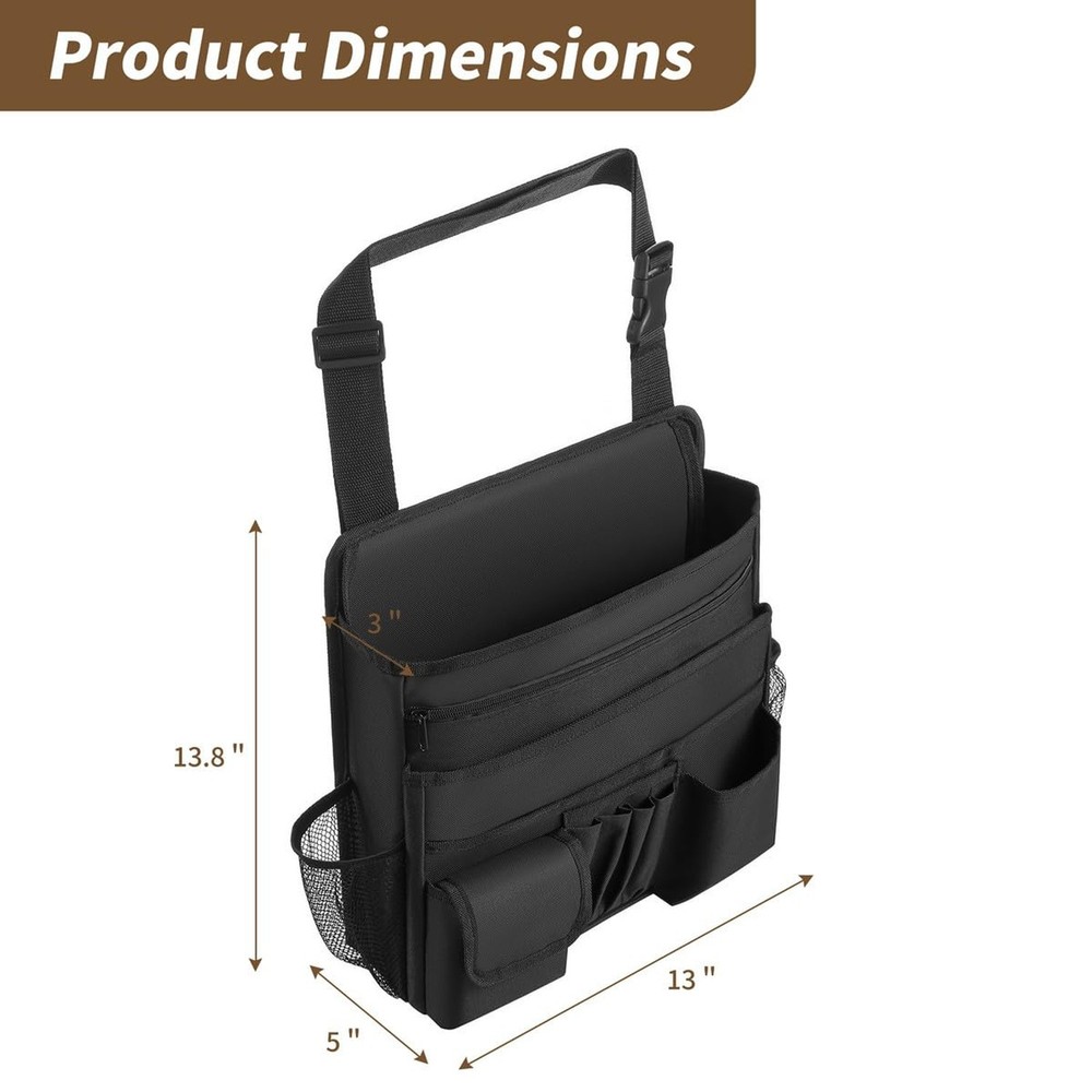 Car Front Seat Organizer for Paperwork File Laptop Mobile Office, Multi Compa...