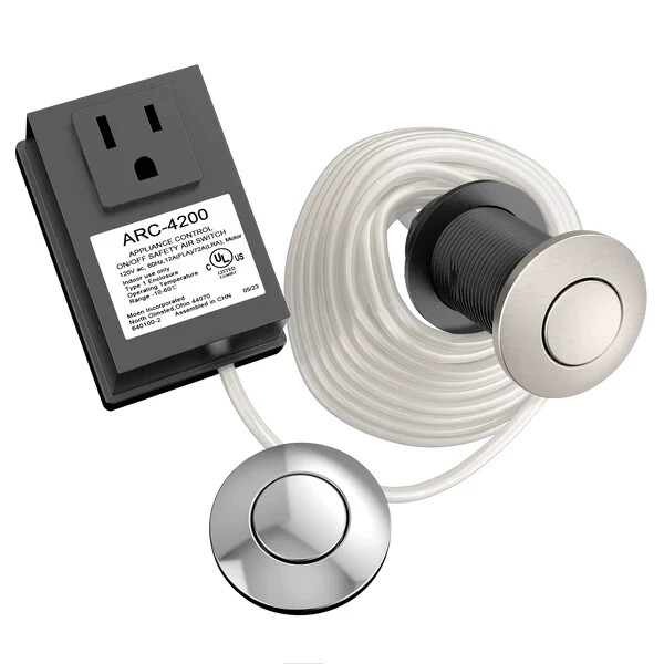 Garbage Disposal Air Switch Controller Base Unit with Chrome and Satin Nickel