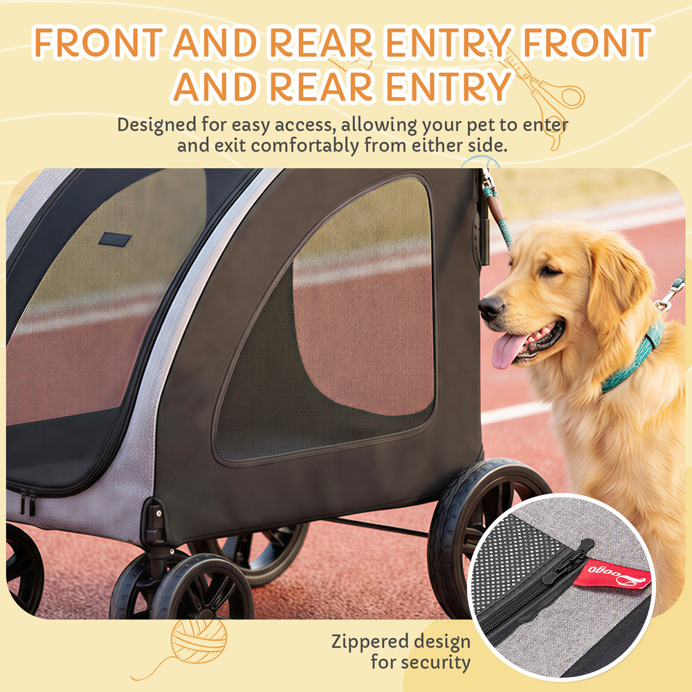 Danrelax Large Pet Stroller for Large/Medium Dogs, 77 lb Capacity