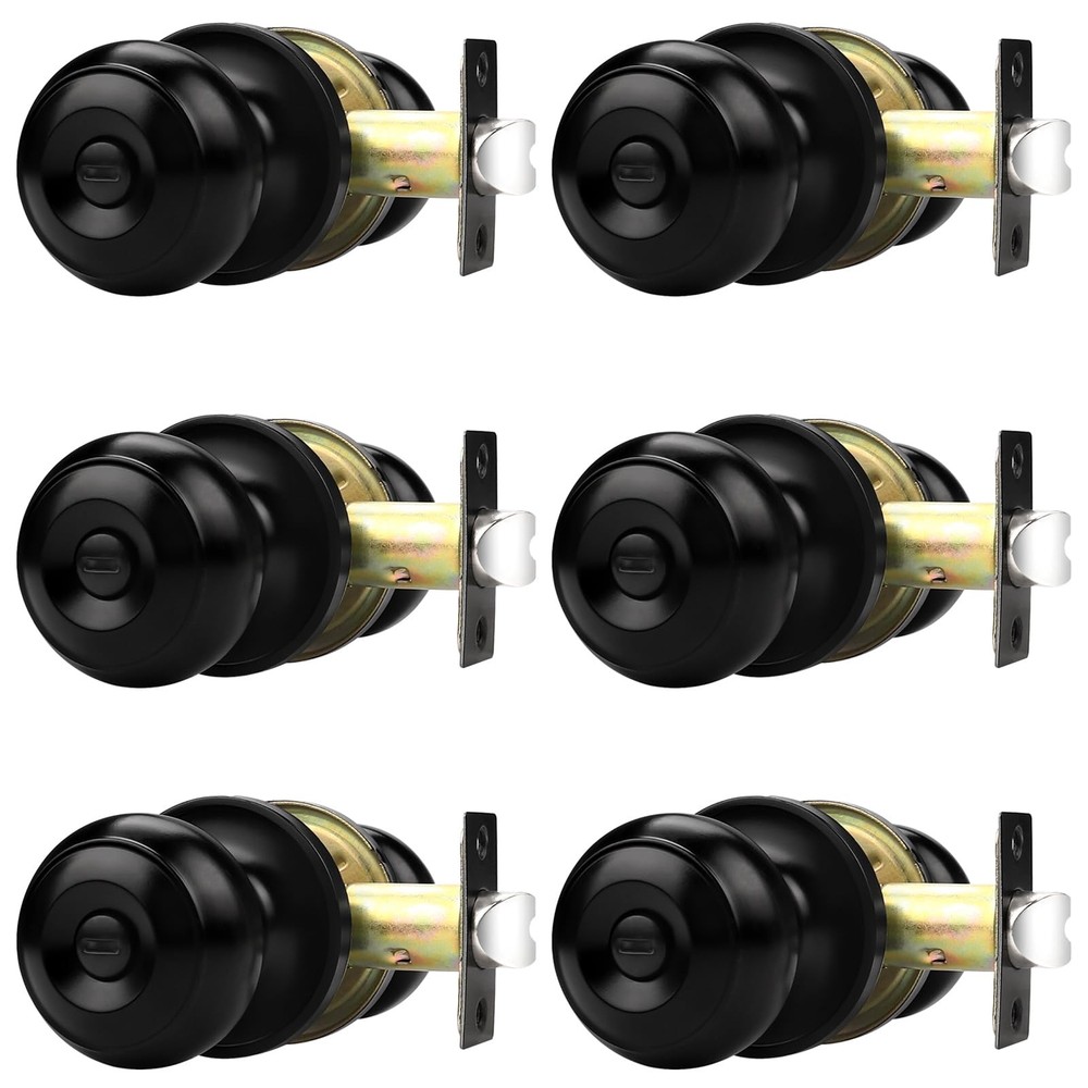 Probrico Black Door Knobs for Bedroom Bathroom, Interior Privacy,