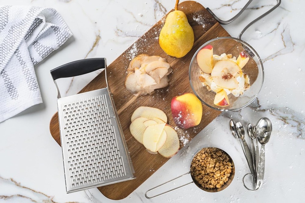 Premium 4-Sided Box Grater with Surface Glide Technology - Effortless Grating