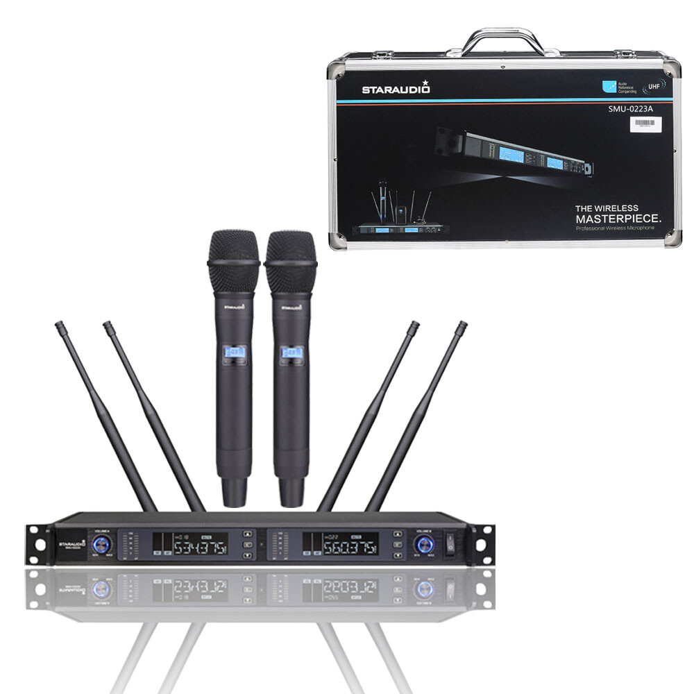 Wireless UHF Handheld Microphone Pro 2CH Microphone System Church Karaoke DJ Mic