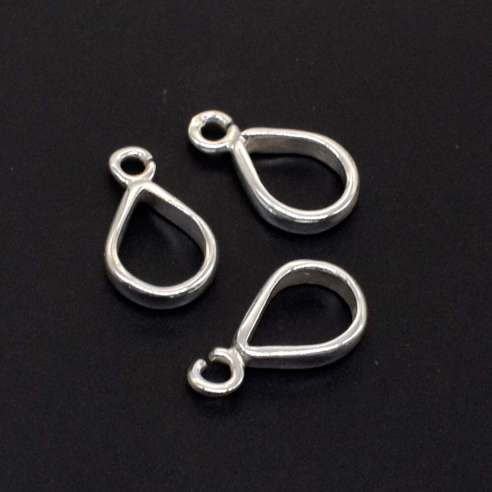 3 Pcs 925 Sterling Silver Pendant Bail Loop Open Jump Ring 15mm Long Bails