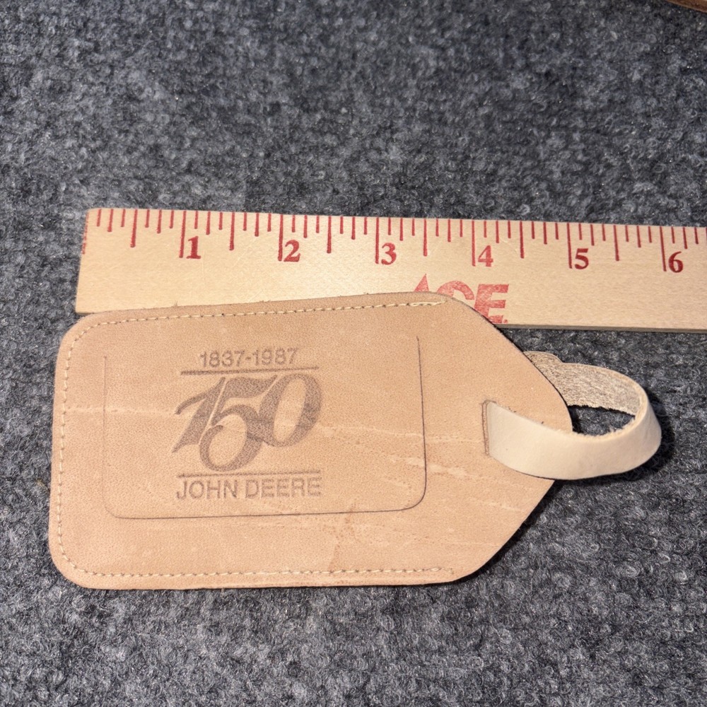 VINTAGE JOHN DEERE Leather LUGGAGE TAG !!