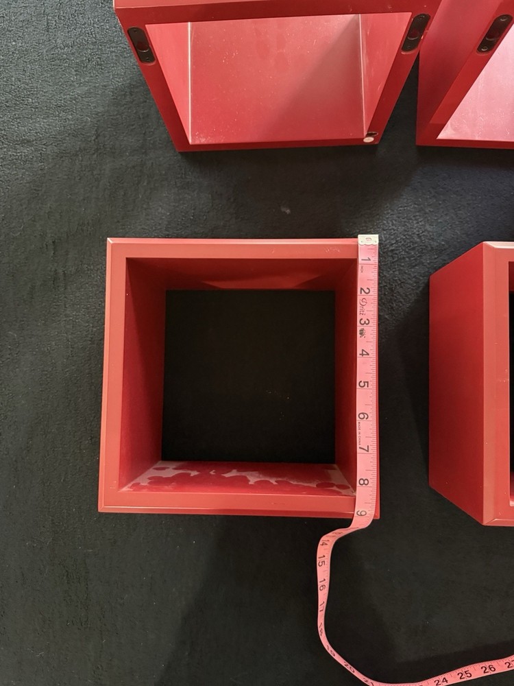 Red Floating Wall Cubes 9” Set Of 4