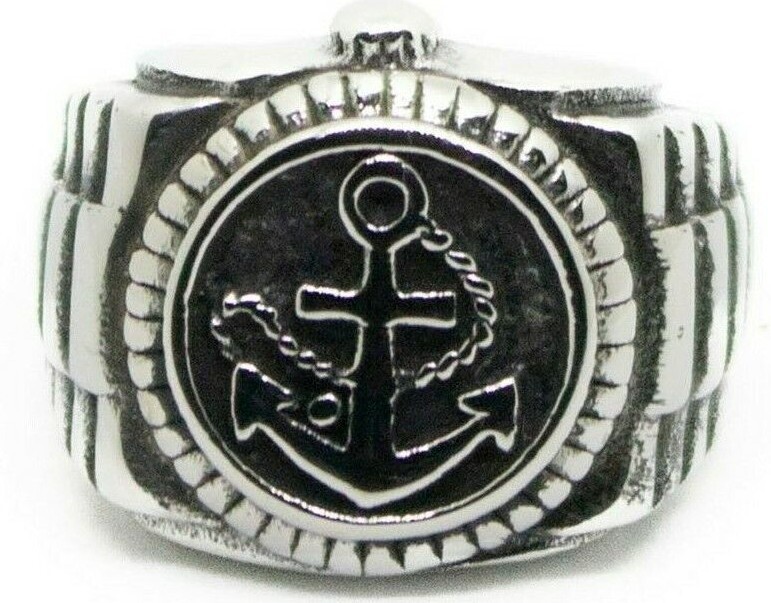 Navy Anchor Solid Watch Ring Sz 7 8 9 10 11 12 13 14 15