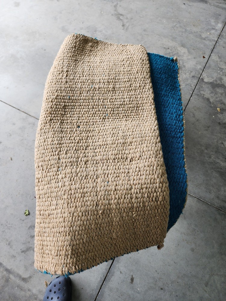 Western Wool Saddle Blanket 37x36 Reversible Gray & Teal